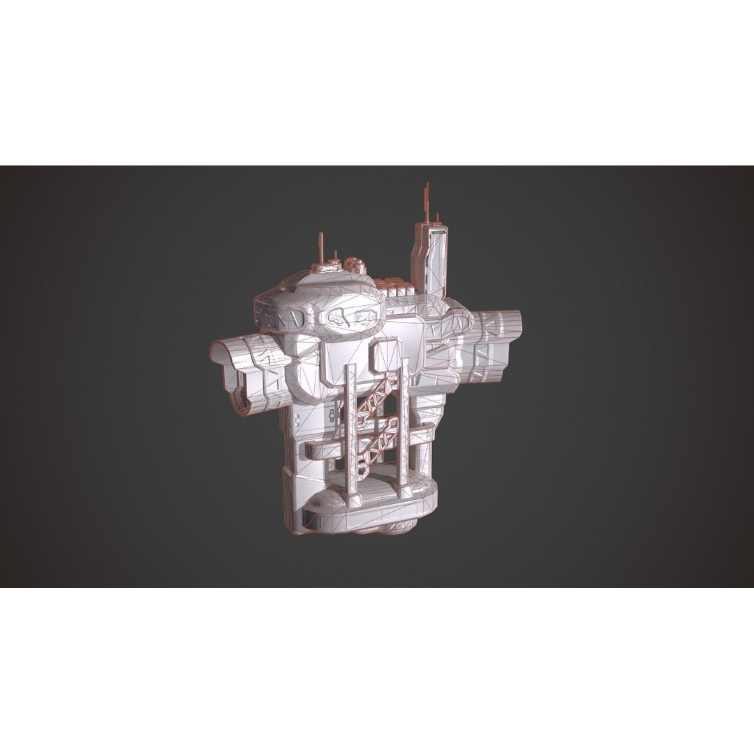 Orbital Star Space Station 3D Model – Low Poly PBR Asset, FBX, OBJ - View 14