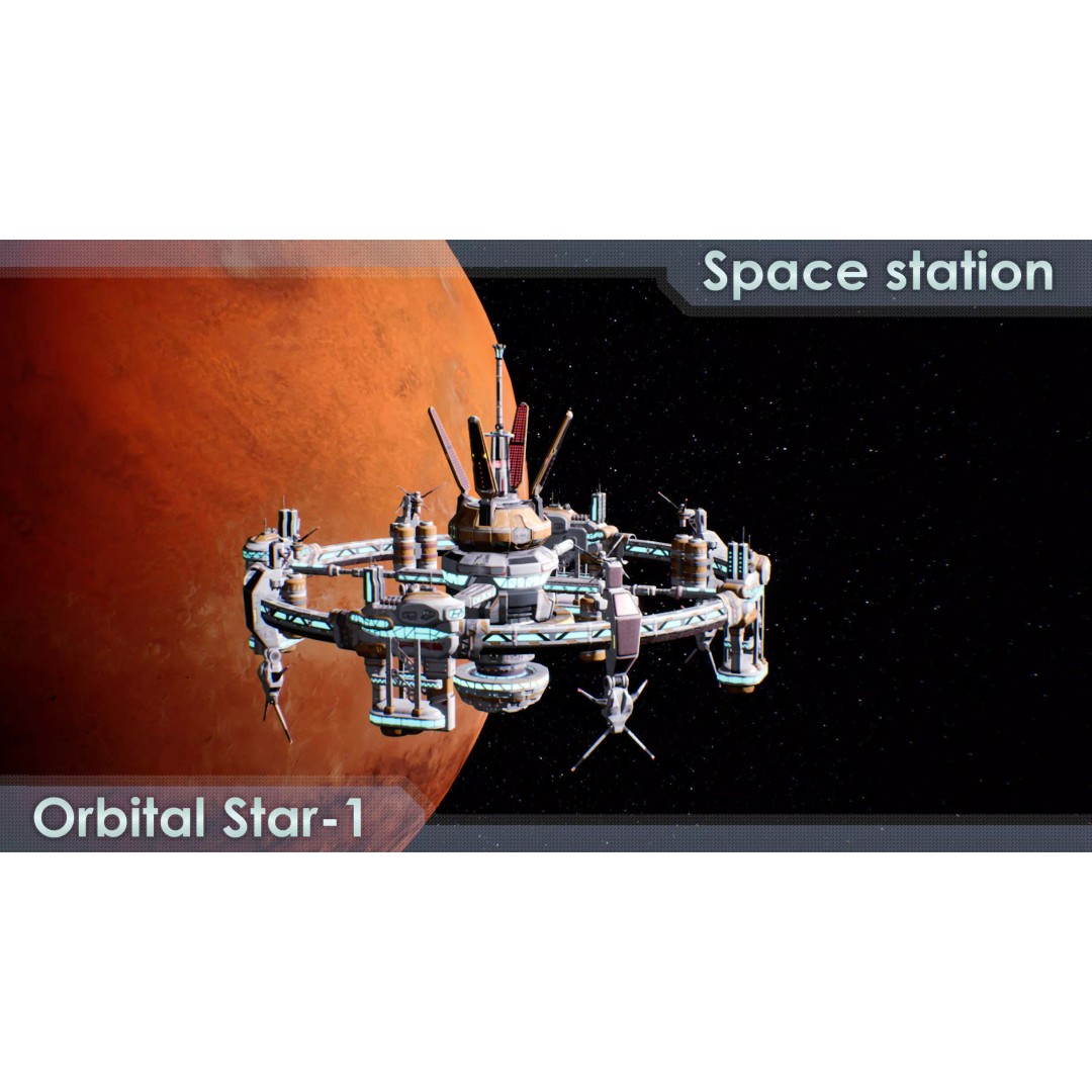 Orbital Star Space Station 3D Model – Low Poly PBR Asset, FBX, OBJ - View 2