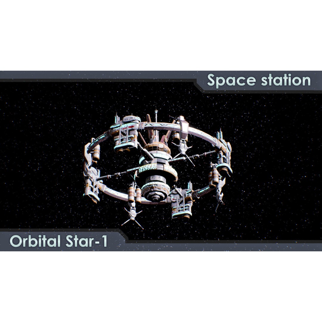 Orbital Star Space Station 3D Model – Low Poly PBR Asset, FBX, OBJ - View 4