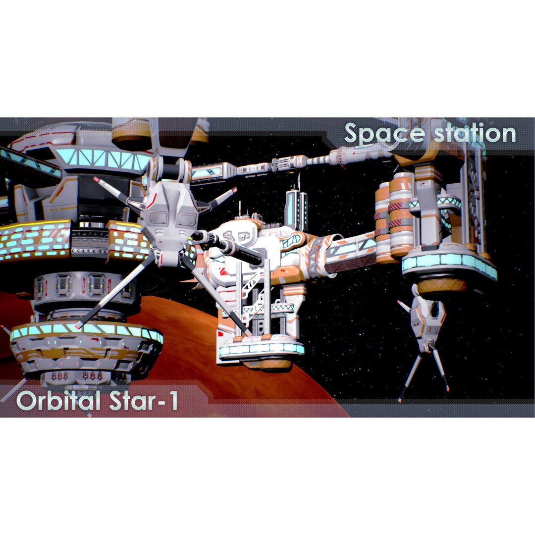 Orbital Star Space Station 3D Model – Low Poly PBR Asset, FBX, OBJ - View 5