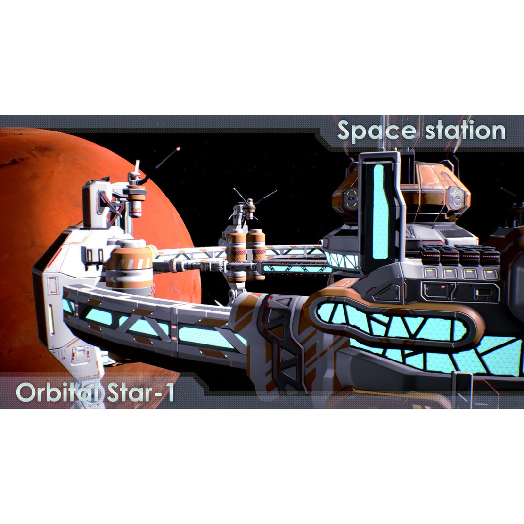 Orbital Star Space Station 3D Model – Low Poly PBR Asset, FBX, OBJ - View 6