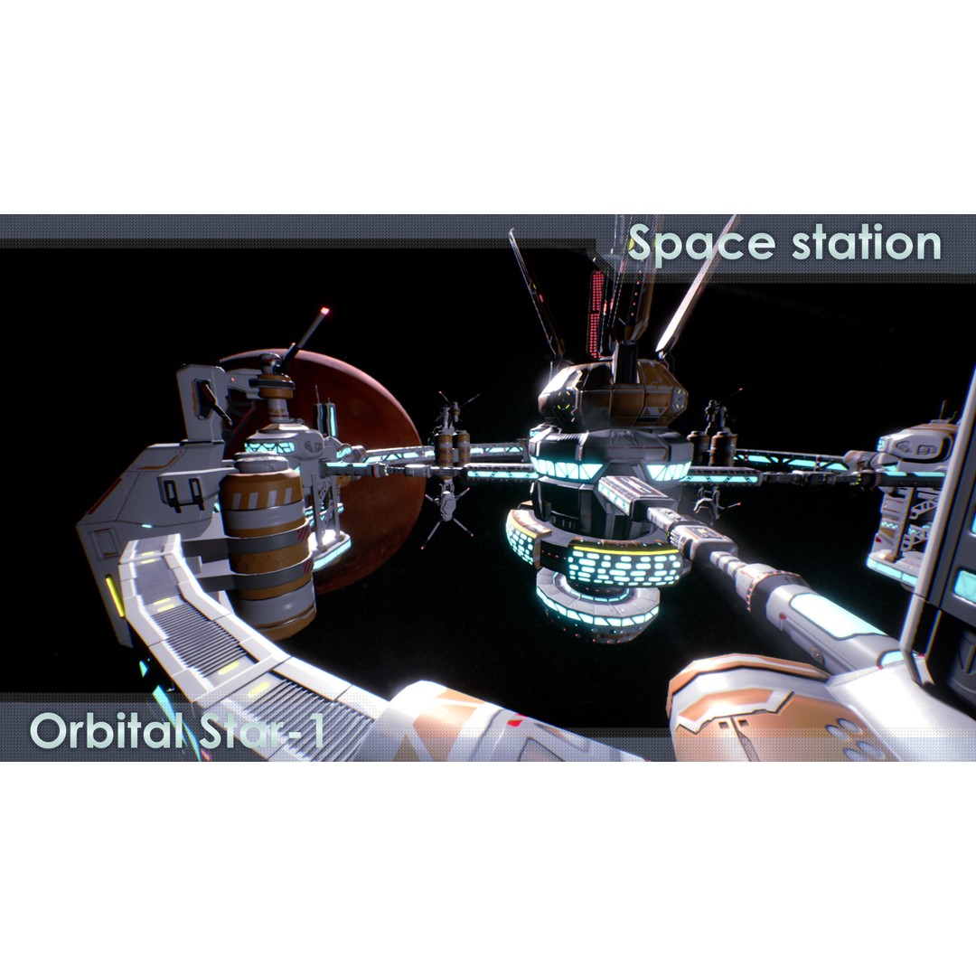 Orbital Star Space Station 3D Model – Low Poly PBR Asset, FBX, OBJ - View 7