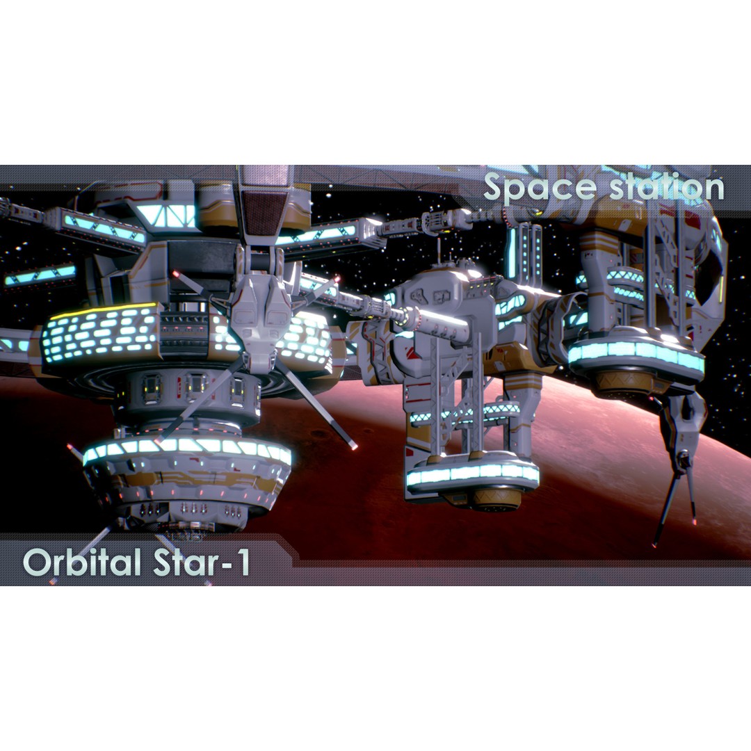 Orbital Star Space Station 3D Model – Low Poly PBR Asset, FBX, OBJ - View 8