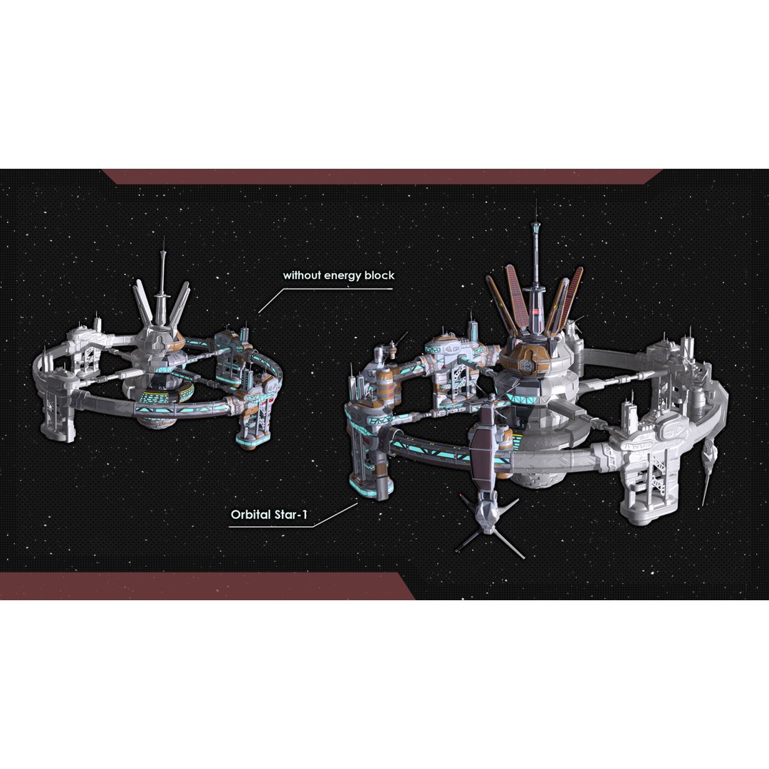 Orbital Star Space Station 3D Model – Low Poly PBR Asset, FBX, OBJ - View 9