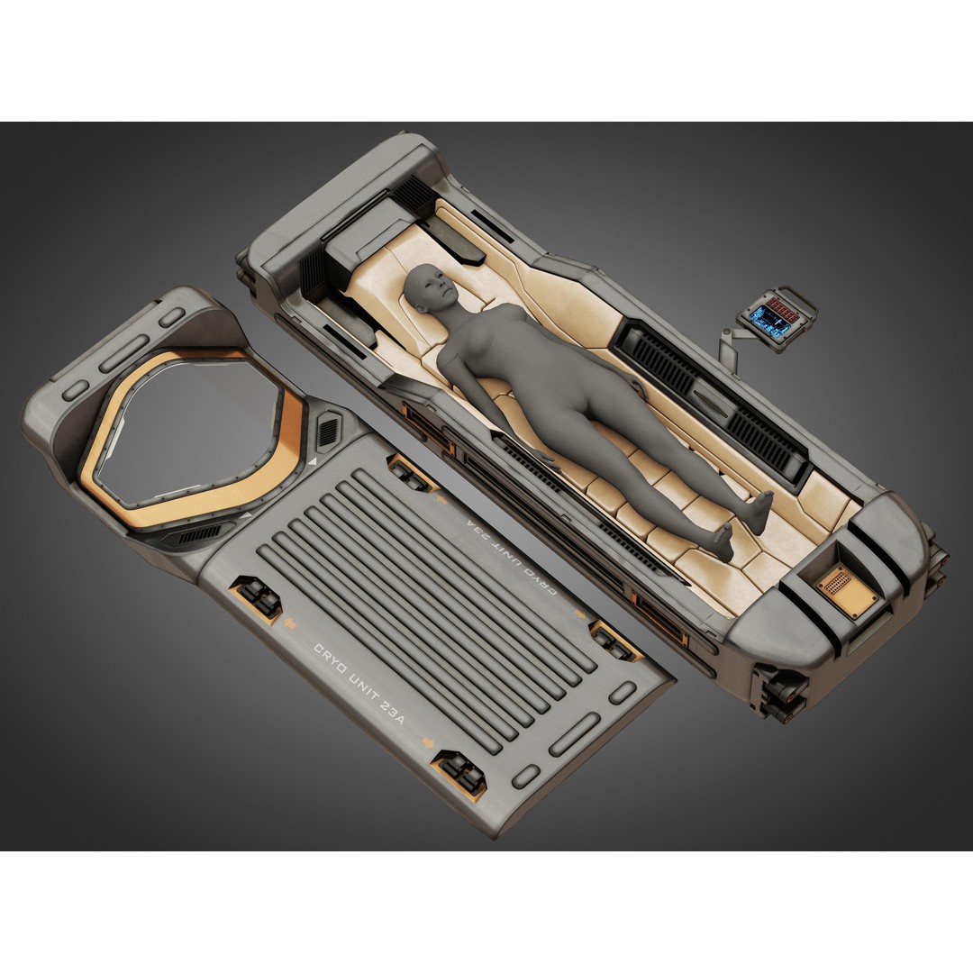 Sci-fi Cryo Chamber Cryopod 3D Model – High-Res PBR Asset, FBX, OBJ - View 10