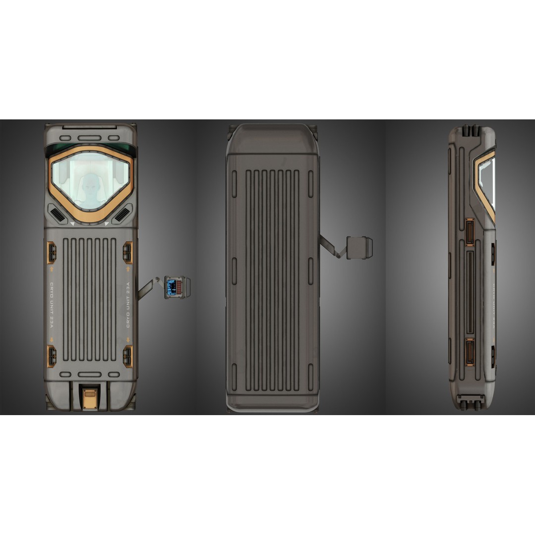 Sci-fi Cryo Chamber Cryopod 3D Model – High-Res PBR Asset, FBX, OBJ - View 11