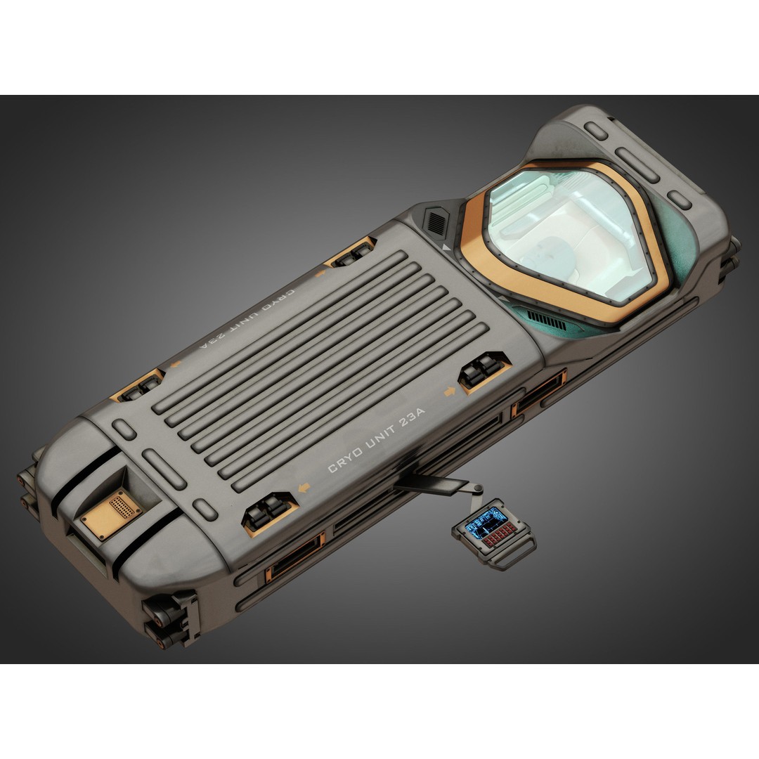 Sci-fi Cryo Chamber Cryopod 3D Model – High-Res PBR Asset, FBX, OBJ - View 4