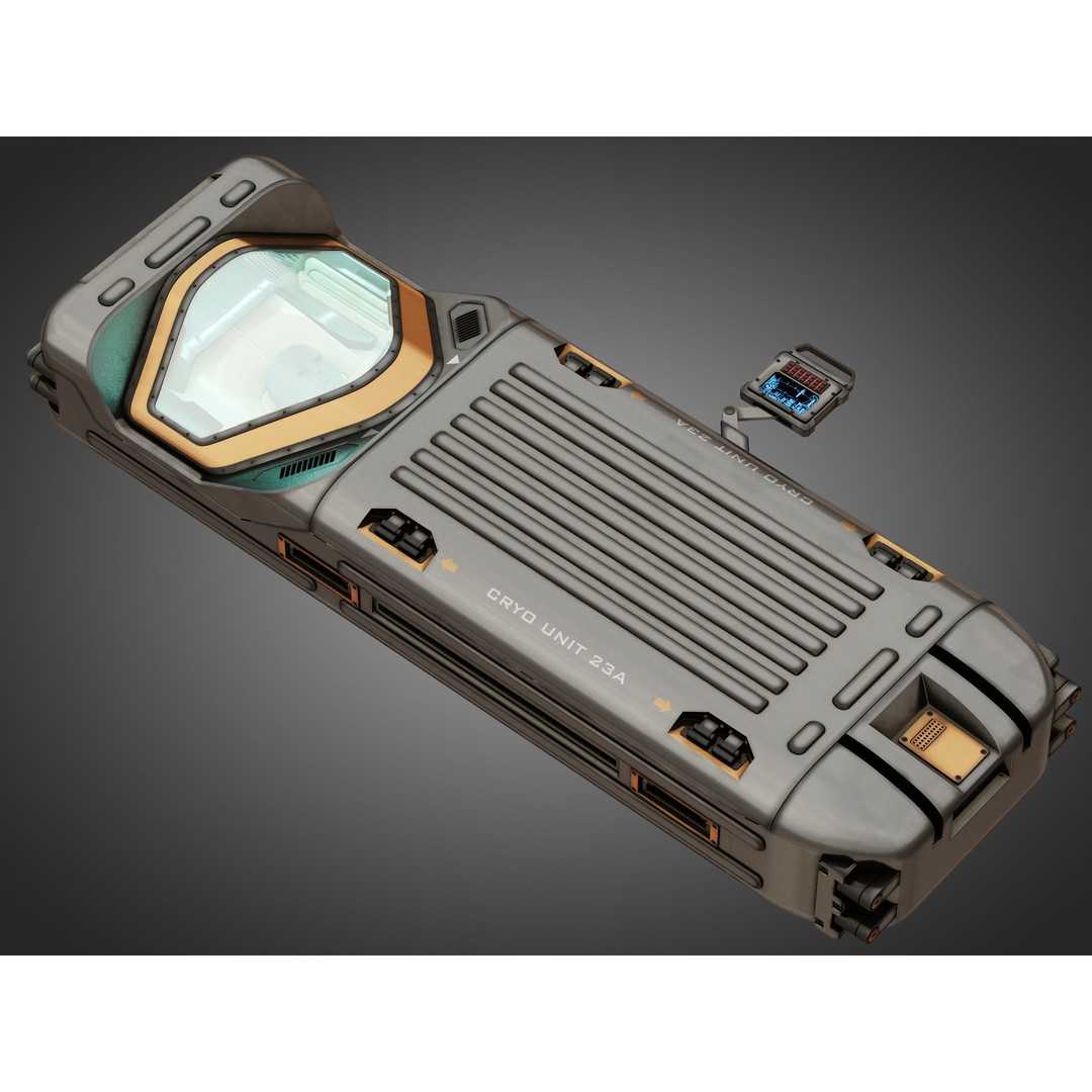 Sci-fi Cryo Chamber Cryopod 3D Model – High-Res PBR Asset, FBX, OBJ - View 5