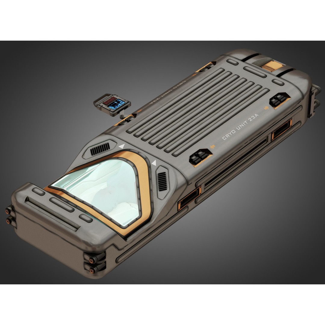 Sci-fi Cryo Chamber Cryopod 3D Model – High-Res PBR Asset, FBX, OBJ - View 6