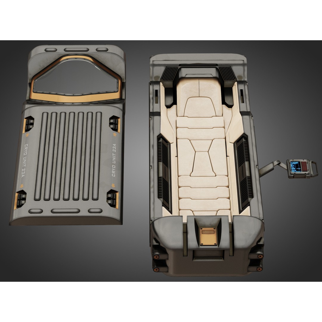 Sci-fi Cryo Chamber Cryopod 3D Model – High-Res PBR Asset, FBX, OBJ - View 7