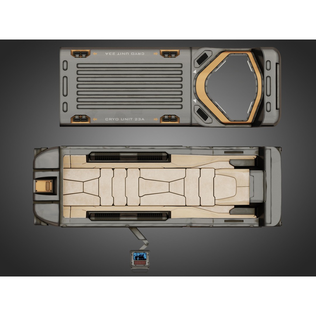 Sci-fi Cryo Chamber Cryopod 3D Model – High-Res PBR Asset, FBX, OBJ - View 8