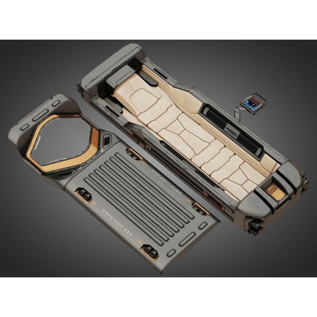 Sci-fi Cryo Chamber Cryopod 3D Model – High-Res PBR Asset, FBX, OBJ - View 9
