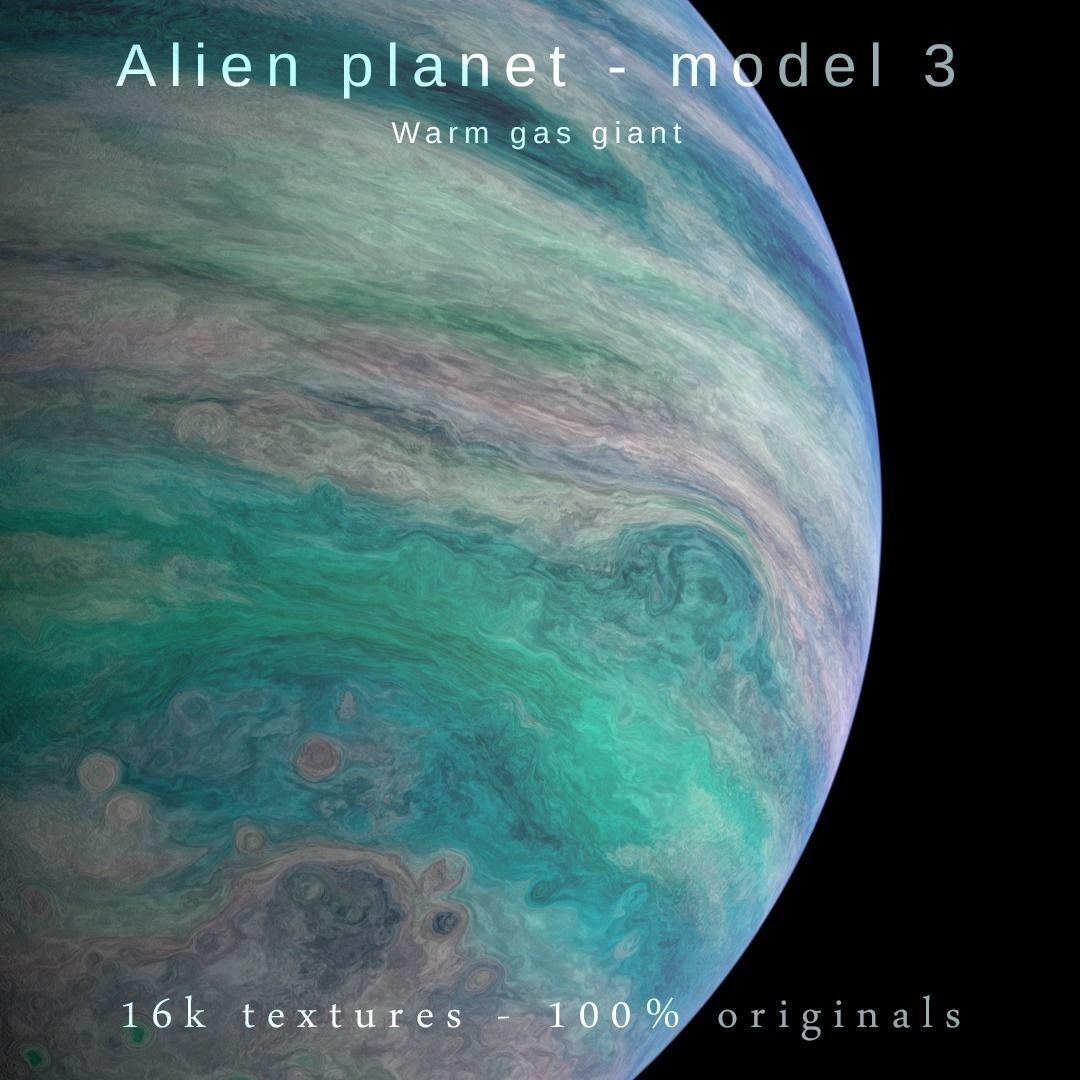 Alien Planet 3D Model – Warm Gas Giant, Low Poly, Blender & FBX - View 2