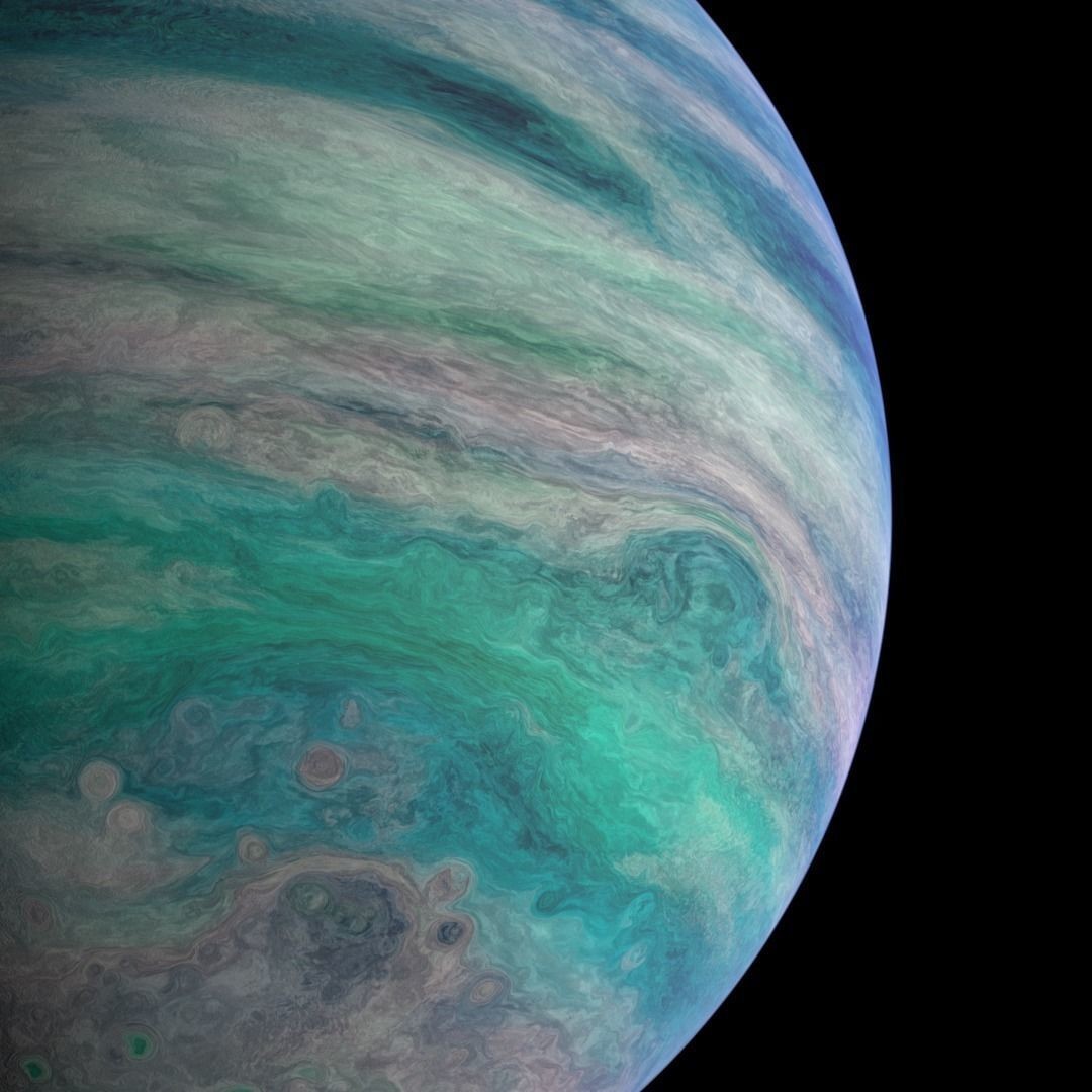 Alien Planet 3D Model – Warm Gas Giant, Low Poly, Blender & FBX - View 3