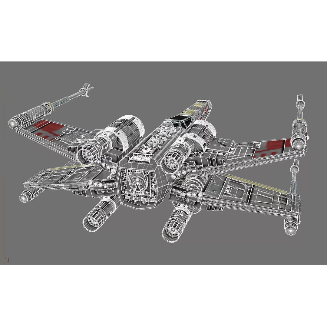 Star Wars X-Wing Fighter mk1 3D Model – High Detail PBR Spaceship, FBX