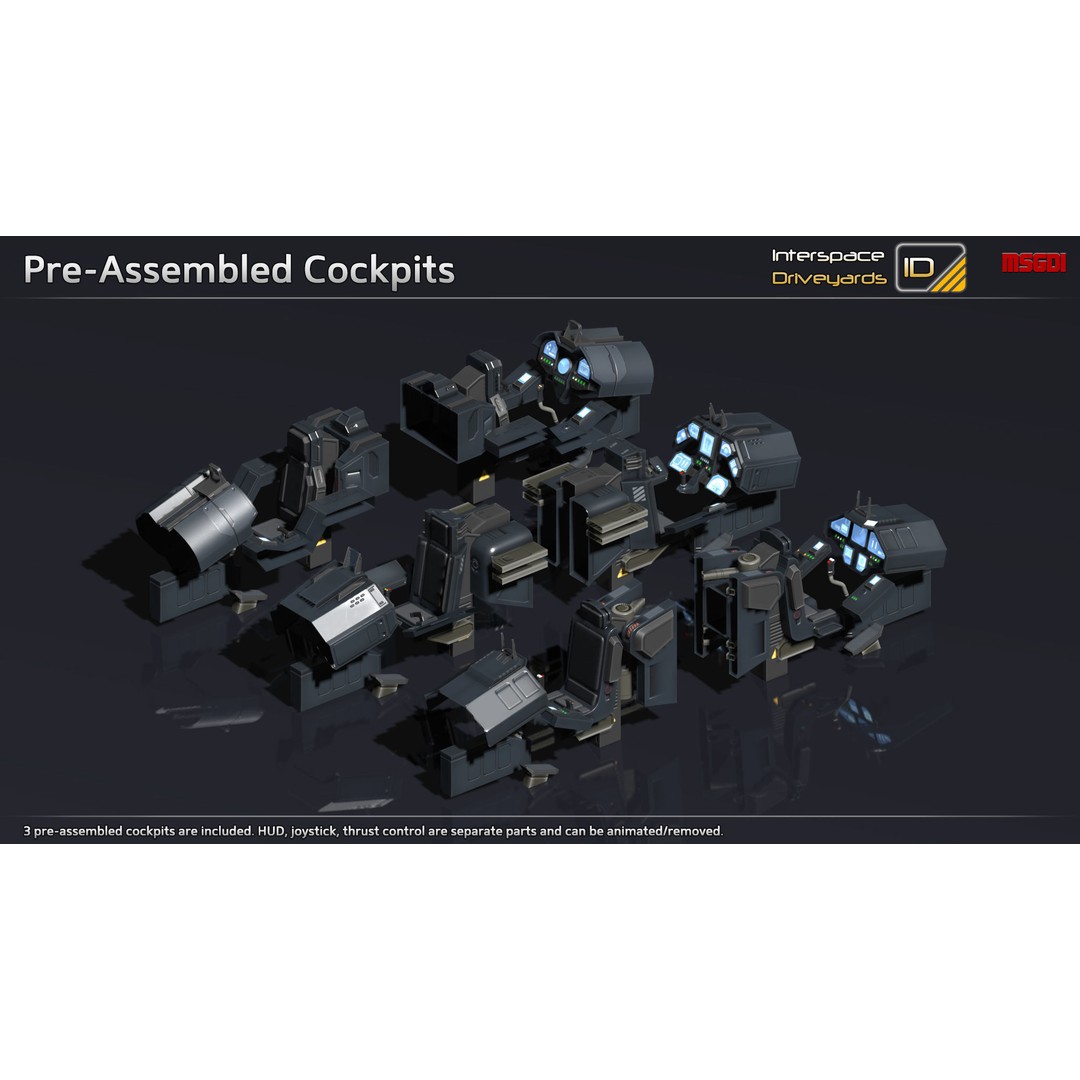 ISD Modular Bomber 3D Model – Low Poly Game Ready Spaceship, FBX - View 10