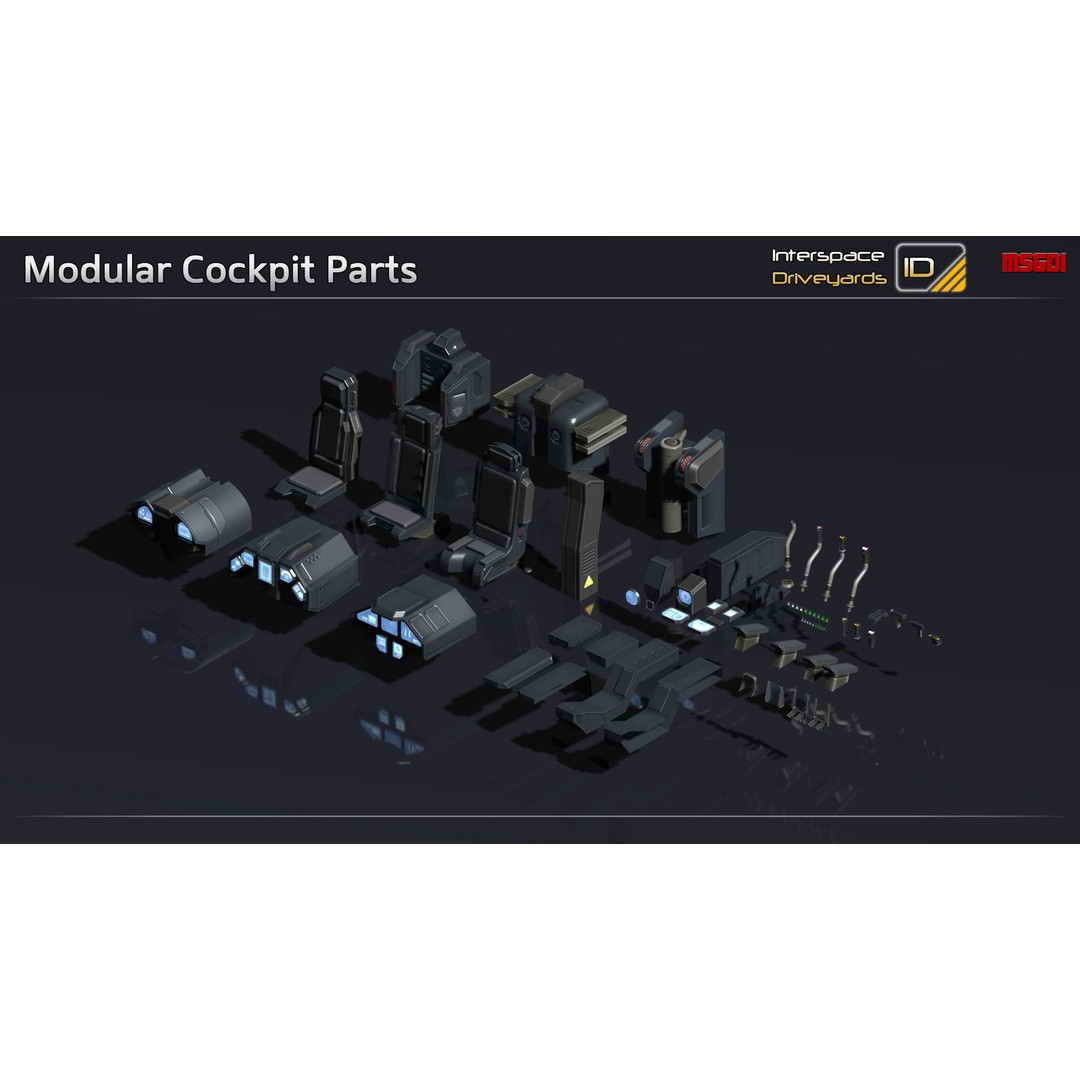 ISD Modular Bomber 3D Model – Low Poly Game Ready Spaceship, FBX - View 9