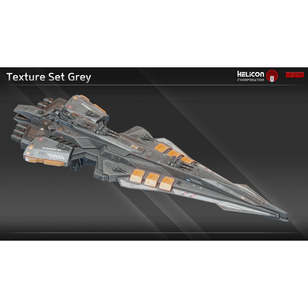 Chrone Class Battlecruiser 3D Model – Low Poly Game Ready Spaceship, FBX/OBJ
