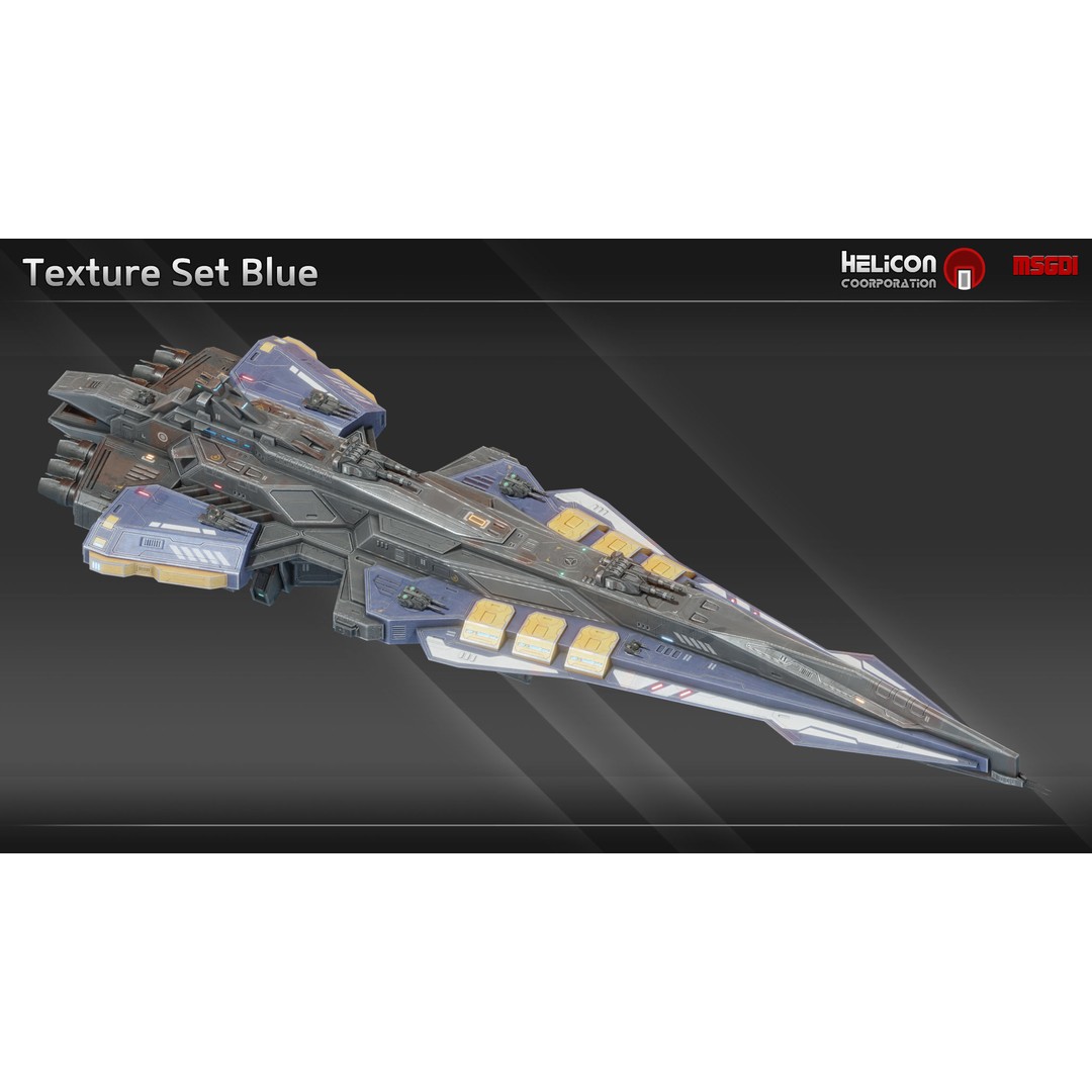 Chrone Class Battlecruiser 3D Model – Low Poly Game Ready Spaceship, FBX/OBJ - View 11