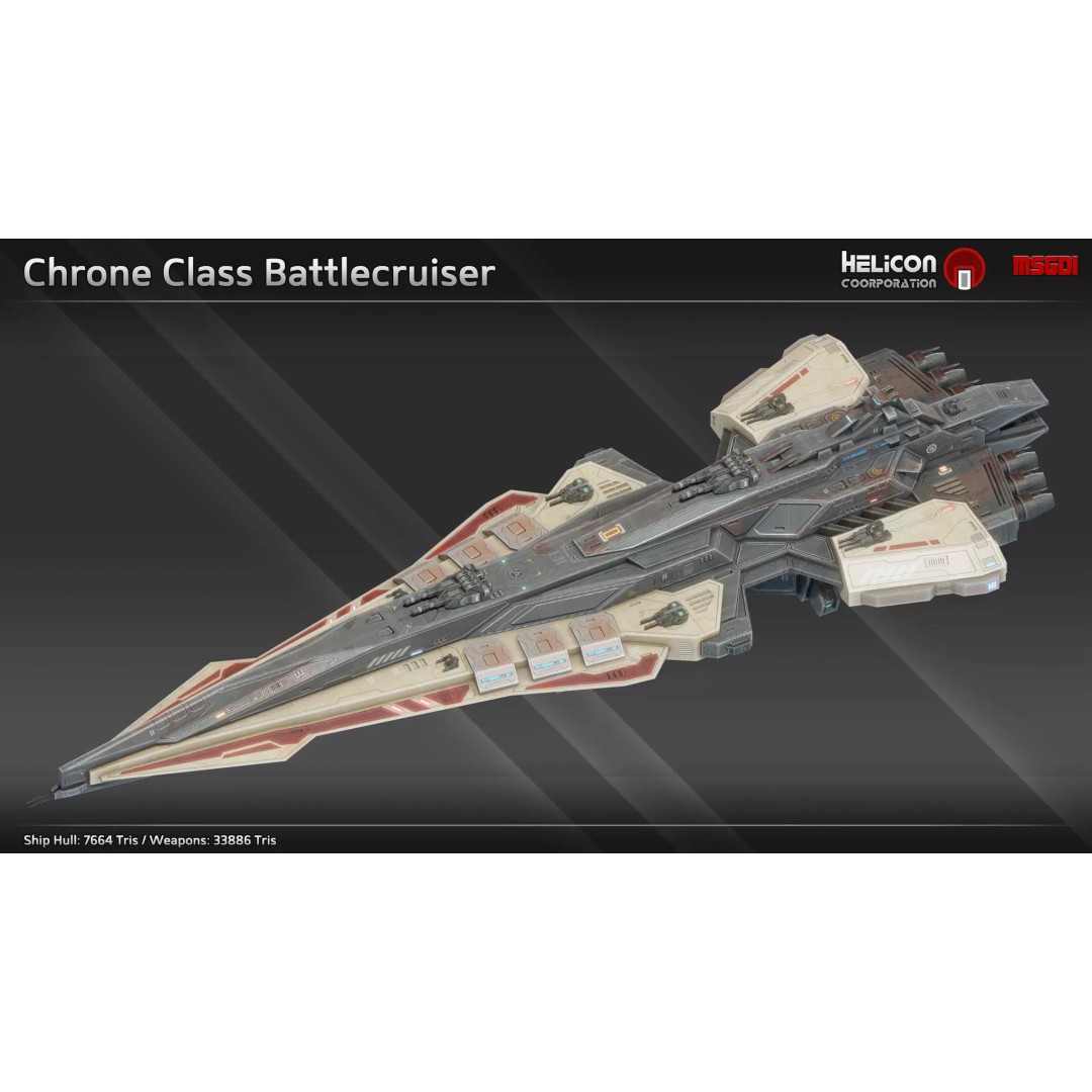 Chrone Class Battlecruiser 3D Model – Low Poly Game Ready Spaceship, FBX/OBJ - View 2