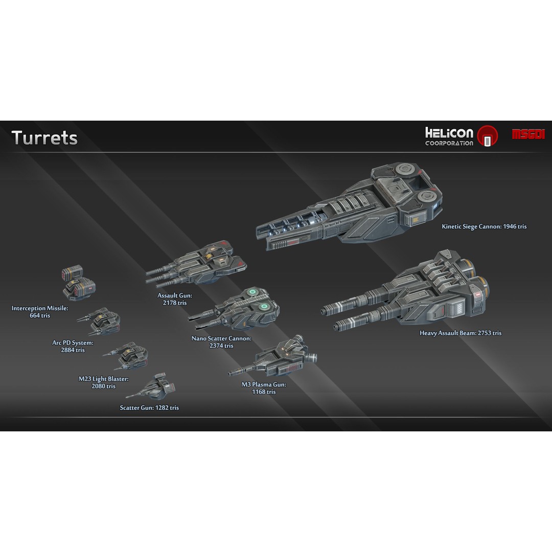Chrone Class Battlecruiser 3D Model – Low Poly Game Ready Spaceship, FBX/OBJ - View 3