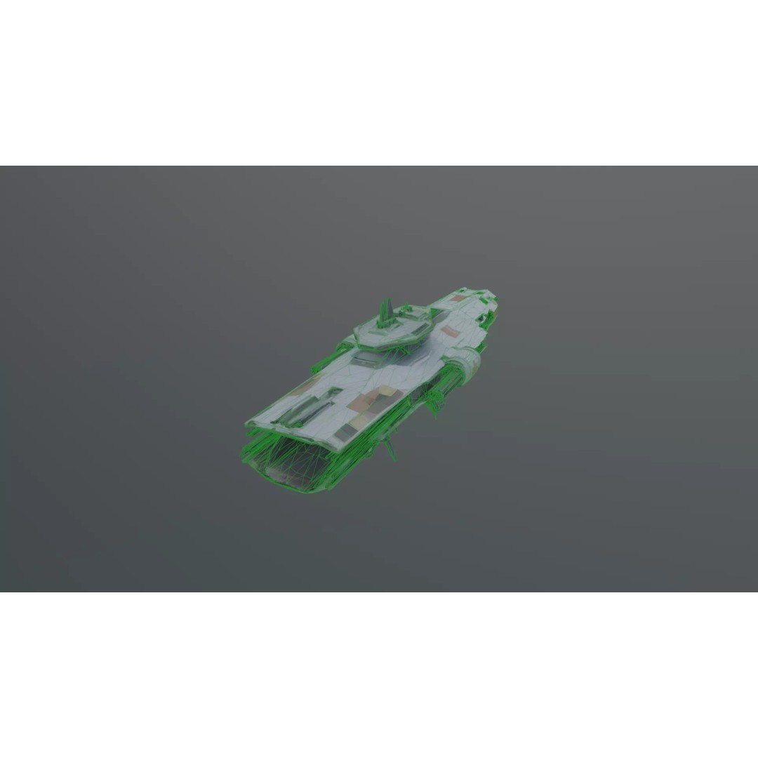 Destroyed Space Aircraft Carrier 3D Model – Futuristic Warship, FBX - View 10