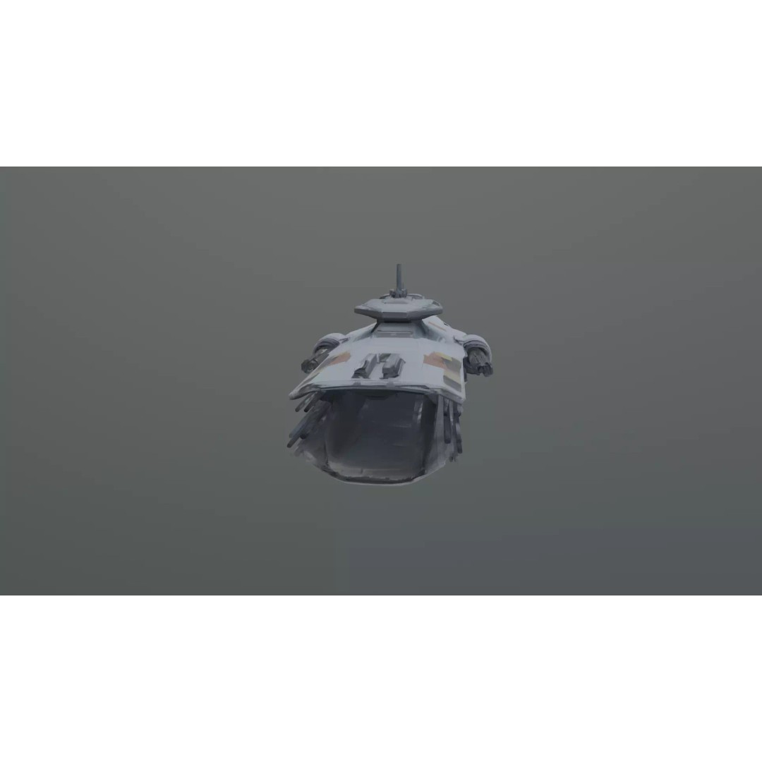 Destroyed Space Aircraft Carrier 3D Model – Futuristic Warship, FBX - View 6