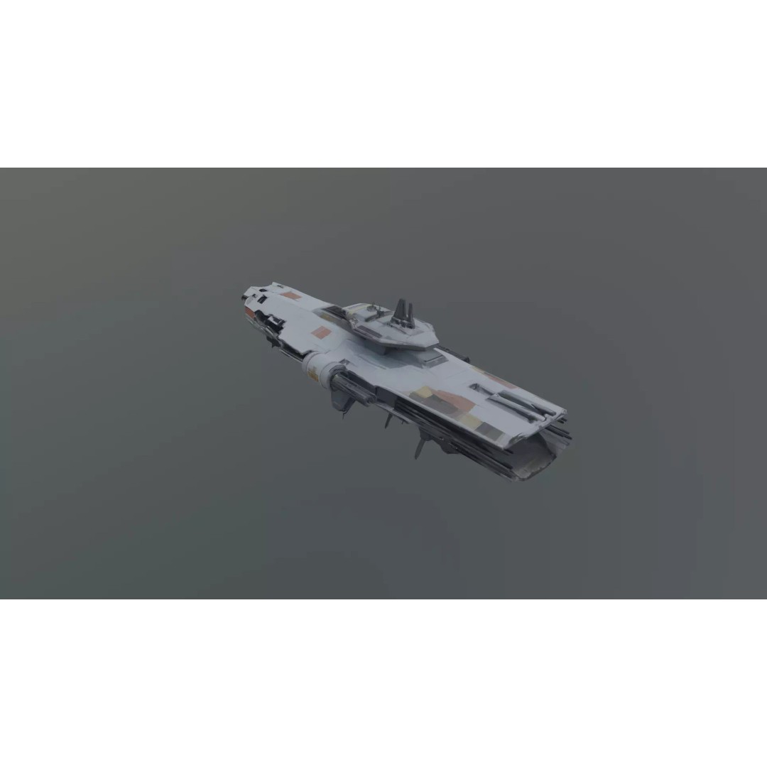 Destroyed Space Aircraft Carrier 3D Model – Futuristic Warship, FBX - View 8