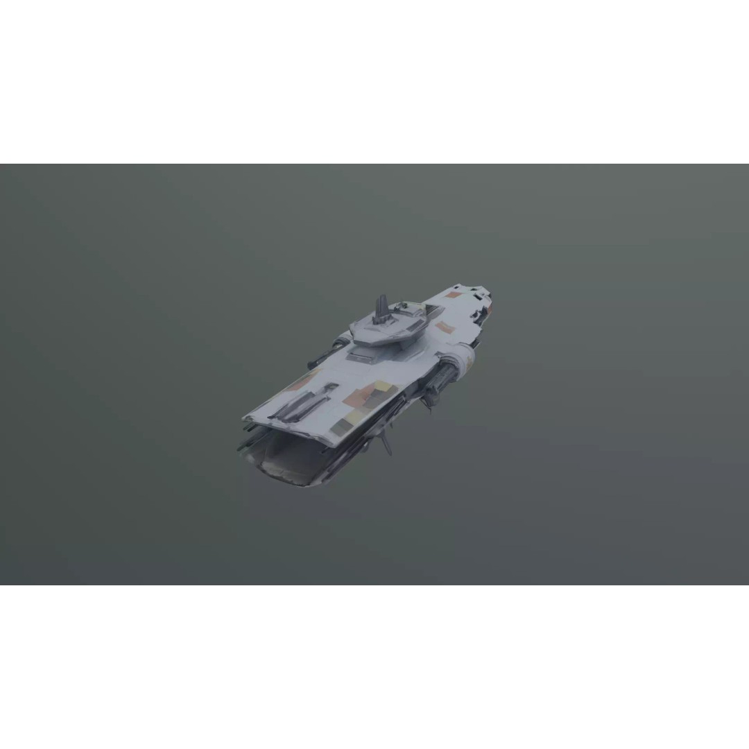 Destroyed Space Aircraft Carrier 3D Model – Futuristic Warship, FBX - View 9