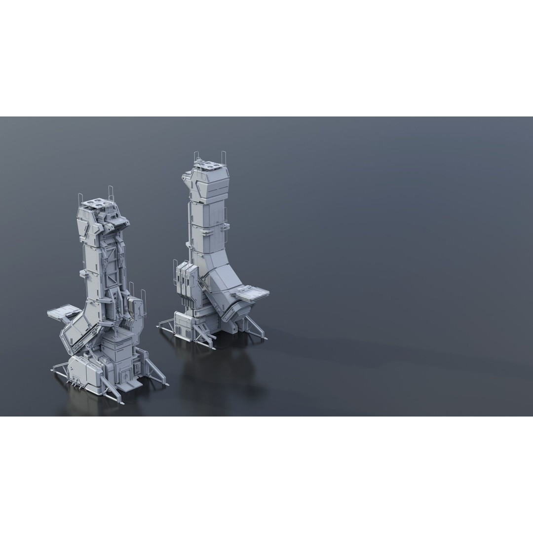 Sci-Fi Building 3D Model – Low Poly Concept Mesh, FBX - View 10