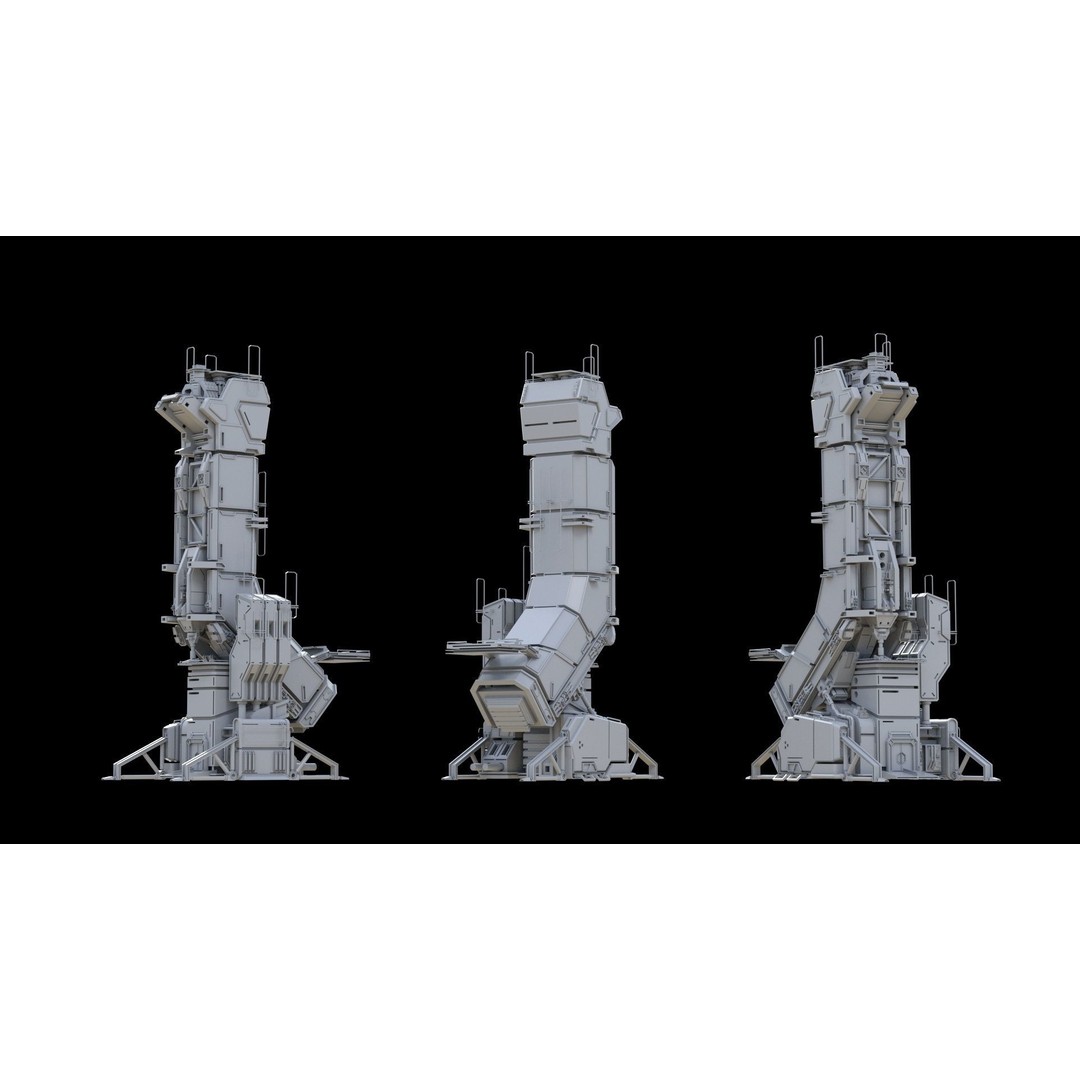 Sci-Fi Building 3D Model – Low Poly Concept Mesh, FBX - View 4