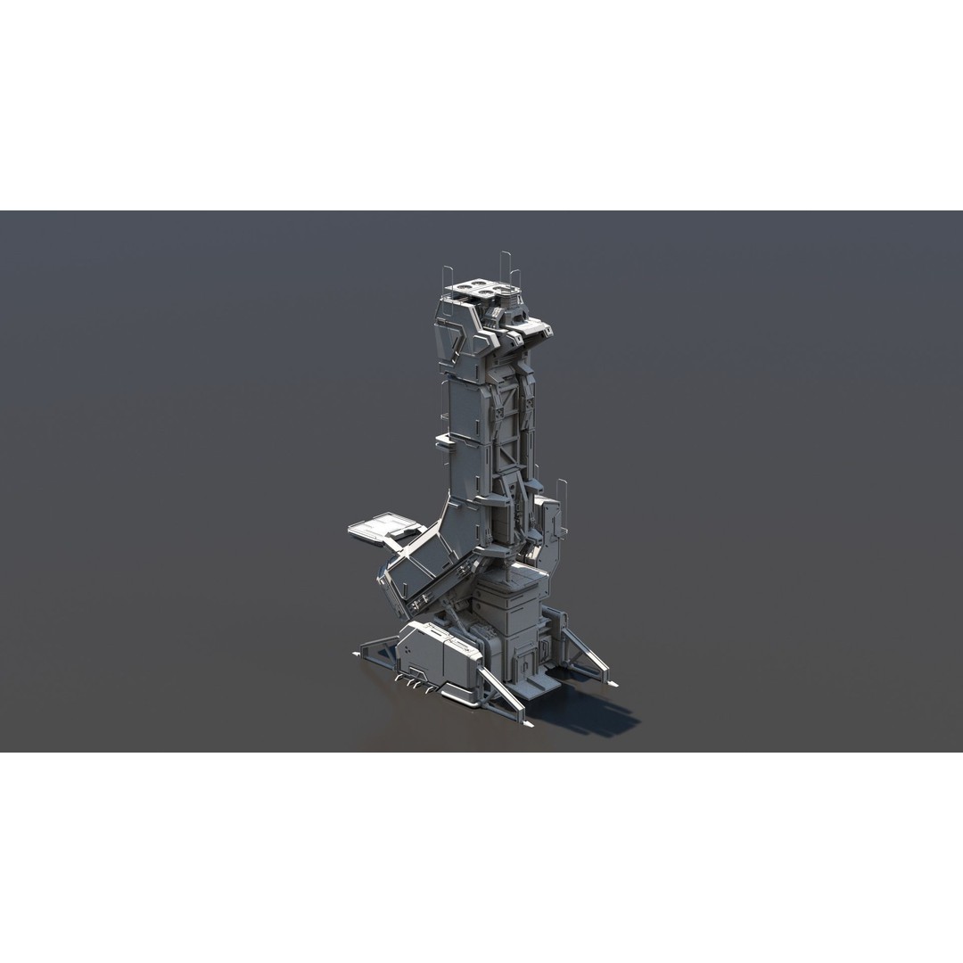 Sci-Fi Building 3D Model – Low Poly Concept Mesh, FBX - View 5