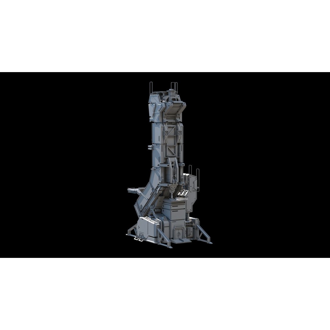 Sci-Fi Building 3D Model – Low Poly Concept Mesh, FBX - View 6
