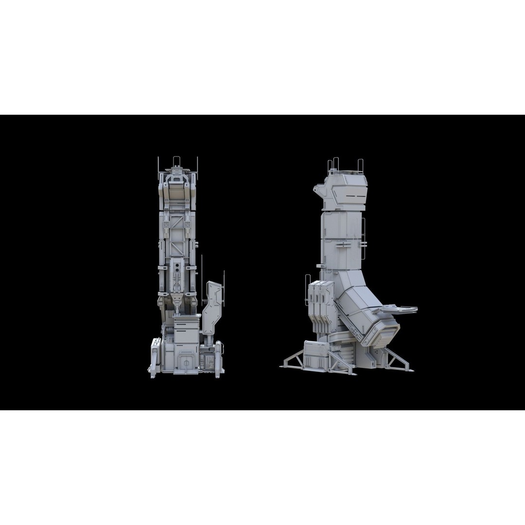 Sci-Fi Building 3D Model – Low Poly Concept Mesh, FBX - View 8