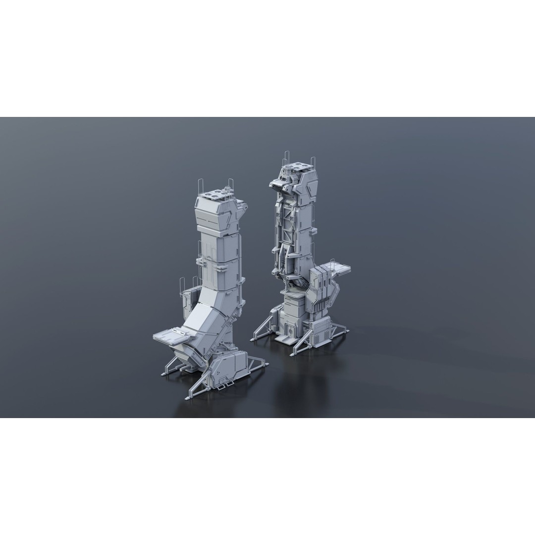Sci-Fi Building 3D Model – Low Poly Concept Mesh, FBX - View 9