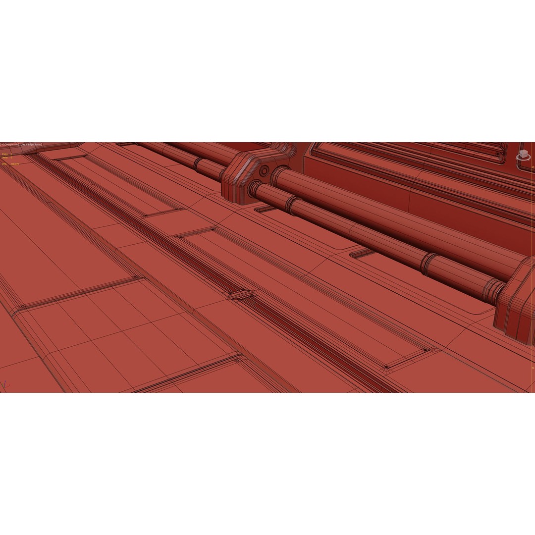 Sci-Fi Modular Corridor 3D Model – Low Poly Design, FBX/OBJ Formats