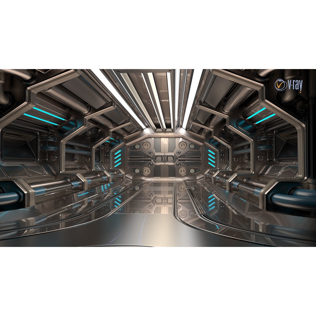 Sci-Fi Modular Corridor 3D Model – Low Poly Design, FBX/OBJ Formats - View 12