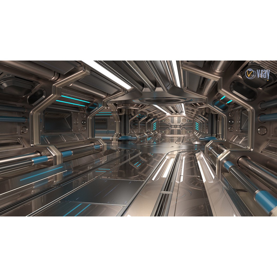 Sci-Fi Modular Corridor 3D Model – Low Poly Design, FBX/OBJ Formats - View 13