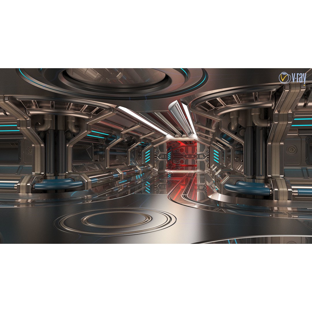 Sci-Fi Modular Corridor 3D Model – Low Poly Design, FBX/OBJ Formats - View 14