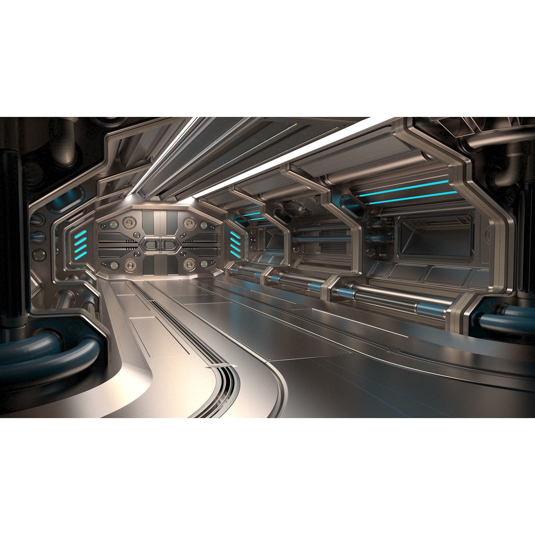 Sci-Fi Modular Corridor 3D Model – Low Poly Design, FBX/OBJ Formats - View 15