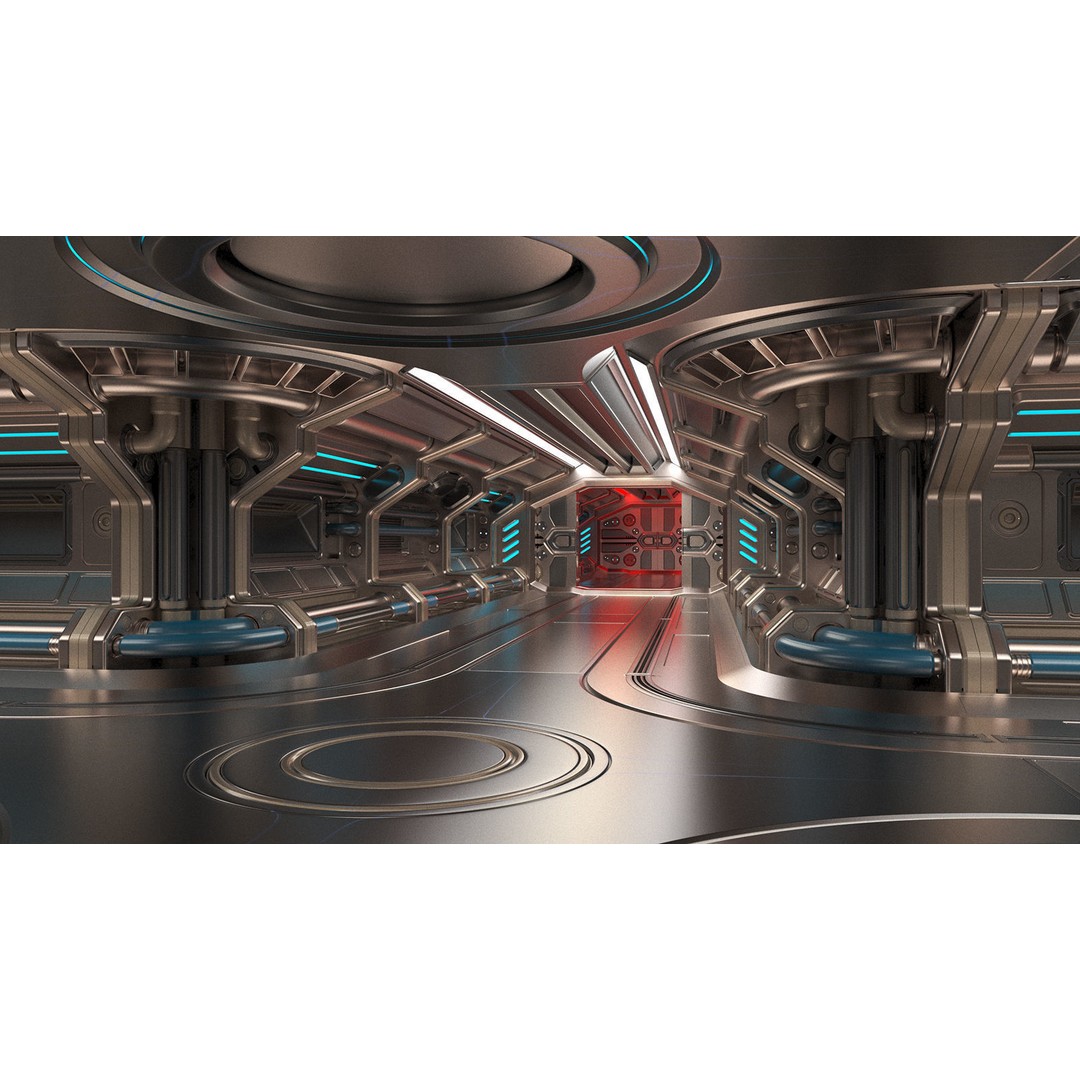 Sci-Fi Modular Corridor 3D Model – Low Poly Design, FBX/OBJ Formats - View 16