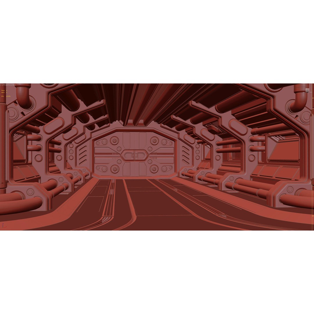 Sci-Fi Modular Corridor 3D Model – Low Poly Design, FBX/OBJ Formats - View 18