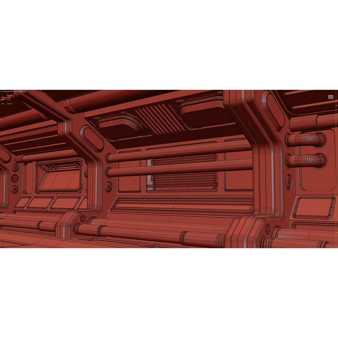 Sci-Fi Modular Corridor 3D Model – Low Poly Design, FBX/OBJ Formats - View 20