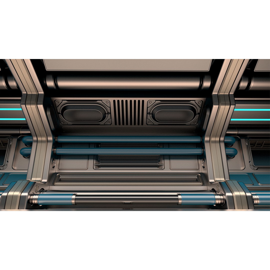 Sci-Fi Modular Corridor 3D Model – Low Poly Design, FBX/OBJ Formats - View 5
