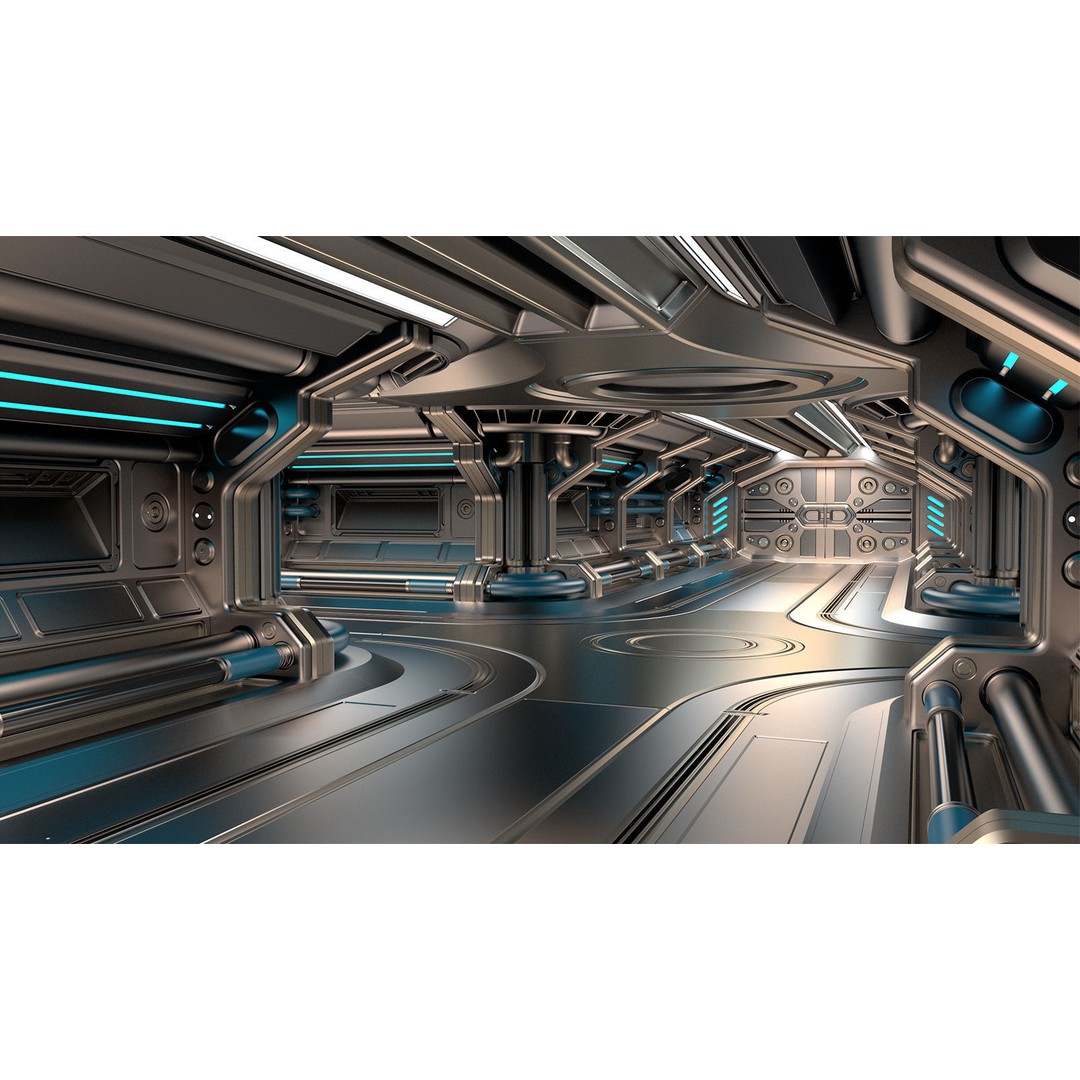Sci-Fi Modular Corridor 3D Model – Low Poly Design, FBX/OBJ Formats - View 6