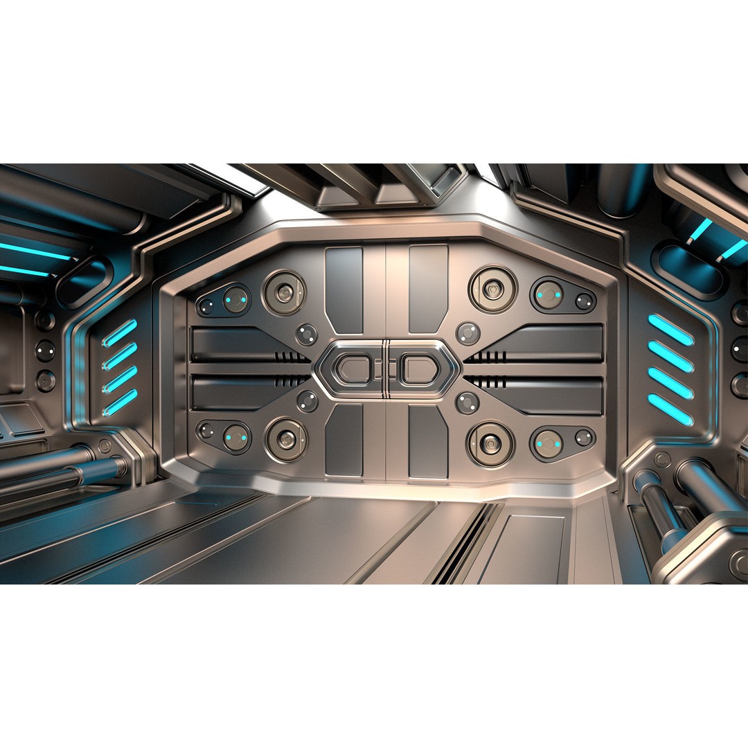 Sci-Fi Modular Corridor 3D Model – Low Poly Design, FBX/OBJ Formats - View 7