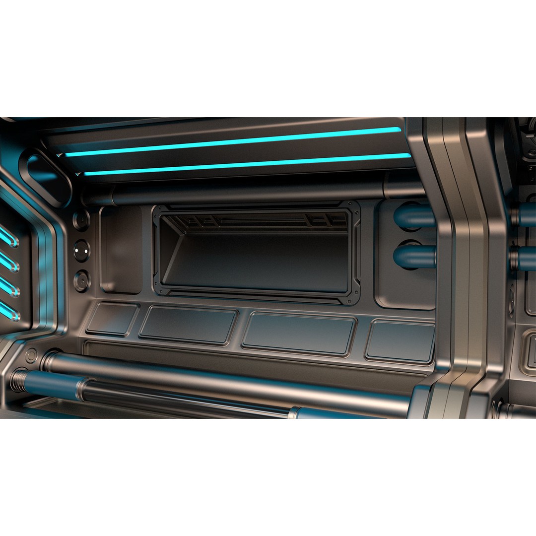 Sci-Fi Modular Corridor 3D Model – Low Poly Design, FBX/OBJ Formats - View 8