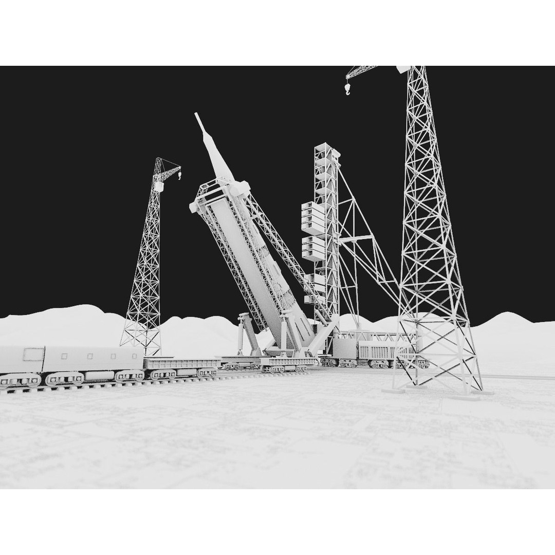 N-1 Rocket Launch Pad 3D Model – High Poly Educational Asset, Blender - View 10