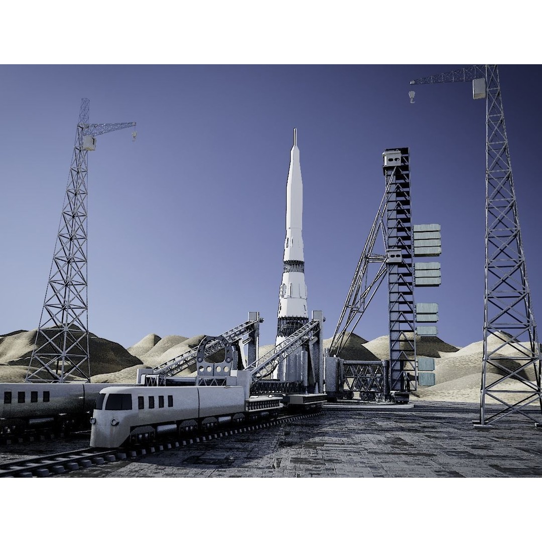 N-1 Rocket Launch Pad 3D Model – High Poly Educational Asset, Blender - View 7