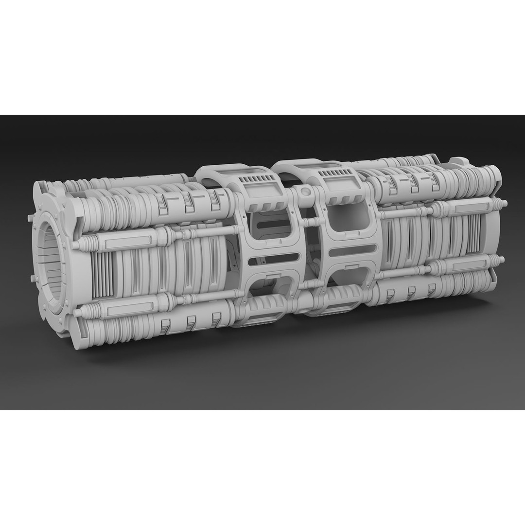 Sci Fi Mega Elements 3D Model – Subdivision Ready Kitbash Pack, FBX/OBJ